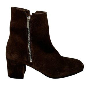 La Canadienne James Suede Double Zip Ankle Boots Brown Size 9.5 Women NEW $550
